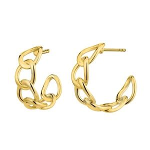 14K Yellow Gold Over Brass Chunky Link Hoops